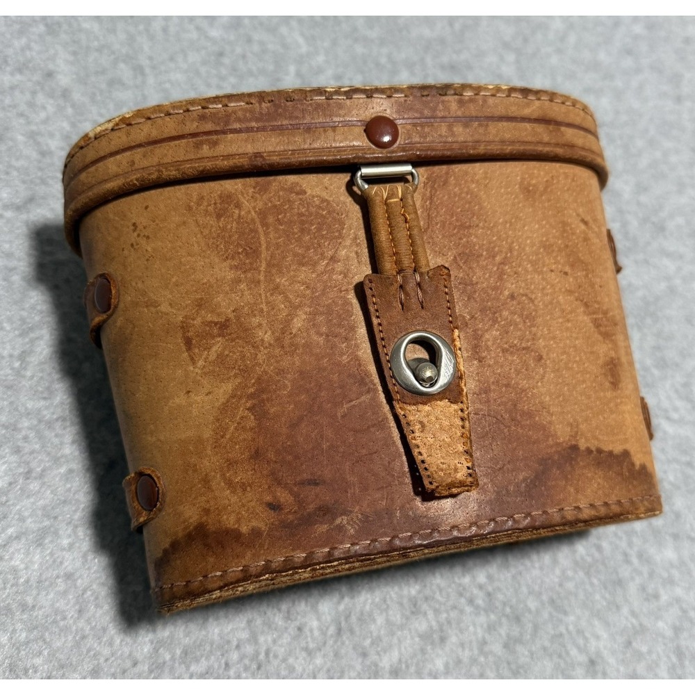 Vintage Binocular Prop Case Brown Leather Red Velvet Interior Flip Top Case Only